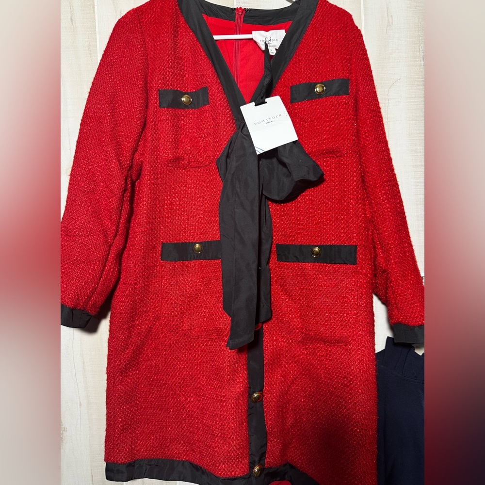 Pomander Place Red and Black Long Sleeve Dress